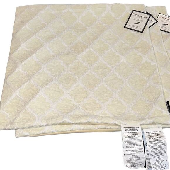 "New" Lot Of 3 Casa Decor Home 24x24 Beige Yellow Decorative Accent Pillowcases - Picture 1 of 9